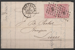 L. Affr. N°20 En Paire Lpts60 Càd BRUXELLES/1 SEPT 1966 Pour Banquier à LIERRE (au Dos: Càd LIERRE) - 1865-1866 Perfil Izquierdo