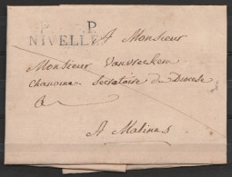 L. Datée 1819 De NIVELLES Pour MALINES - Griffe "P.P./NIVELLES" (port "3" Au Dos) - 1815-1830 (Holländische Periode)