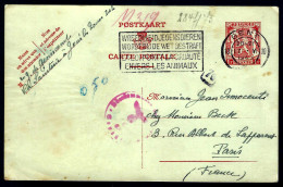 EN PROVENANCE DE LA BELGIQUE - ENTIER POSTAL - 1943 - POSTAL STATIONERY - GANZSACHE - Tarjetas 1934-1951