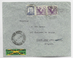 BRASIL 200RX2+5.000 LETTRE COVER CORREIO AEREO CONDOR GROSSO 1938 TO BELGIQUE - Brieven En Documenten