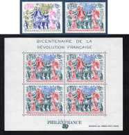 TAAF, **,  Yv PA 107, 108, BF 1, Mi 256, 257, BL 1, SG 256, 257, MS 257, Bicentenaire De La Révolution Française, - Blocks & Sheetlets