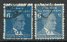 Turkey; 1931 1st Ataturk Issue Stamp 6 K. "Sloppy Print" - Gebruikt