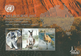 United Nations 2015 Animals Birds Stamp Exhibition  Melbourne  Joint Issues S\sh MNH** 13,00 € - New York/Geneva/Vienna Joint Issues