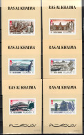 Ras Al Khaima 1972 Olympic Games Sapporo Set Of 6 S/s With Beige Background MNH - Winter 1972: Sapporo