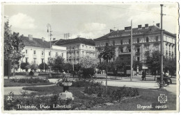 ROMANIA 1939 TIMISOARA - THE LIBERTY SQUARE, HORSE DRAWN CARRIAGRE, TRAM, PEOPLE, PARK, BUILDINGS, ARCHITECTURE - Rumänien