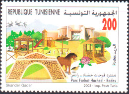 2003-Tunisie / Y&T 1483 - Les Parcs En Tunisie Faune ; Parc Farhat Hached à Rades, (Cheval, Oiseaux) 1V / MNH***** - Paarden
