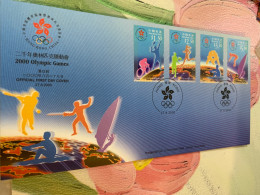 Hong Kong Stamp Sydney Olympic FDC  Cover 27/8/2000 Table Tennis Cycling Tennis Swim Row Run - Brieven En Documenten