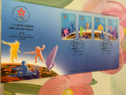 Hong Kong Stamp Sydney Olympic FDC  Cover 27/8/2000 Table Tennis Cycling Tennis Swim Row Run - Storia Postale