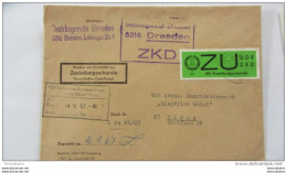 DDR Dienst/ZKD Fern-Brief Mit ZU-Streifen 65Pf Gelbgrün, Gestr.Papier Aus Dresden 4.09.67 Nach Pirna Knr: E2y - Lettres & Documents