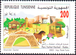 2003-Tunisie / Y&T 1483 - Les Parcs En Tunisie Faune ; Parc Farhat Hached à Rades, (Cheval, Oiseaux) 1V / MNH***** - Protezione Dell'Ambiente & Clima