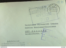 Fern-Brief Mit ZKD-Kastenstpl "Ministerrat Der DDR Staatl. Zentralverwaltung Für Statistik Abteilg V 104 Berlin" 28.2.69 - Brieven En Documenten