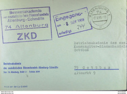 Fern-Brief Mit ZKD-Kastenstpl "Betriebsakademie Des Sozialistischen Binnenhandels Altenburg-Schmölln" Vom 2.9.69 Mit ... - Cartas & Documentos