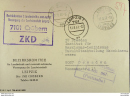 Fern-Brf Mit ZKD-Kastenstpl "Bezirkskomitee F. Landtechnik U. Mat.-techn. Versorgung Der Landwirtschaft Cröbern" 17.8.67 - Covers & Documents