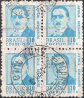 Brésil Poste Obl Yv: 842 Mi:1153 Artur Da Silva Bernardes (TB Cachet Rond) Bloc De 4 - Usados