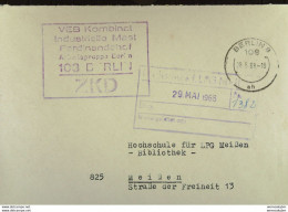 Fern-Brf Mit ZKD-Kastenstpl "VEB Kombinat Industrielle Mast Ferdinandshof-Arbeitsgruppe Berlin" 28.5.68 An HS LPG Meißen - Lettres & Documents