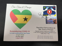 5-4-2024 (1 Z 7) COVID-19 4th Anniversary - Sao Tome & Principe - 6 April 2024 (with Sao Tome COVID-19 Stamp) - Maladies