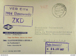 DDR-Dienst: Fern-Brf Mit ZKD-Kastenst. "VEB Elfa 7904 Elsterwerda" 23.6.67 An TU Dresden Inst. F. Marxismus-Leninismus - Covers & Documents