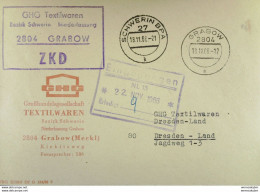 DDR-Dienst: Fern-Brf Mit ZKD-Kastenst "GHG Textilwaren Bez. Schwerin NL 2804 GRABOW" 18.11.66 An GHG Textilwaren Dresden - Cartas & Documentos