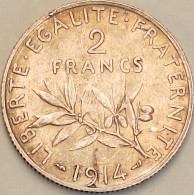 France - 2 Francs 1914, KM# 845.1, Silver (#4098) - 2 Francs