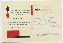 NEDERLAND EMA 2 1/2 CENT HILLEGOM 1929 CARTE PRIVEE VAN WAVEREN TO SUISSE - Covers & Documents