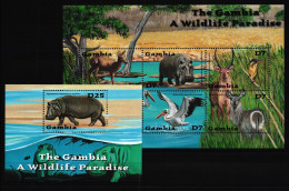 Gambia 4449-4454 Und Block 565 Postfrisch Kleinbogen / Wildtiere #KC681 - Gambie (1965-...)