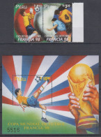 PERU 1998 FOOTBALL WORLD CUP S/SHEET AND 2 STAMPS - 1998 – Francia