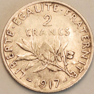 France - 2 Francs 1917, KM# 845.1, Silver (#4099) - 2 Francs