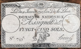 Assignat 25 Sols - 4 Janvier 1792 - Série 742 - Domaine Nationaux - Assignats