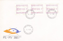 ATM Finnland, Ausgabe 04.01.1988, FDC (153) - Automatenmarken [ATM]