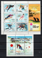 Ras Al Khaima 1972 Olympic Games Sapporo Block Of 6 + S/s With Winners Overprint In Gold Or Blue MNH - Winter 1972: Sapporo