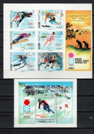 Ras Al Khaima 1972 Olympic Games Sapporo Block Of 6 + S/s With Winners Overprint In Gold Or Blue Imperf. MNH - Inverno1972: Sapporo