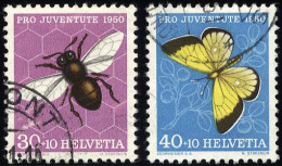 SCHWEIZ BUNDESPOST 553/4 O, 1950, 30 C. Honigbiene Und 40 C. Heufalter, 2 Prachtwerte, Mi. 36.- - Gebraucht