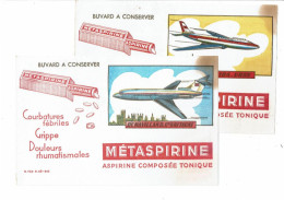2 Buvard METASPIRINE Aviation Avion DE HAVILLAND Grande Bretagne TUPOLEV URSS - Produits Pharmaceutiques
