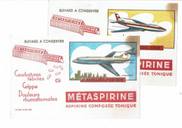 2 Buvard METASPIRINE Aviation Avion DE HAVILLAND Grande Bretagne TUPOLEV URSS - Drogheria