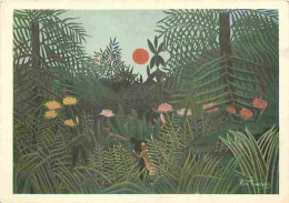 Art - Peinture - Henri Rousseau Dit Le Douanier - Paysage Exotique. Le Nègre Attaqué Par Un Léopard - CPM - Voir Scans R - Malerei & Gemälde