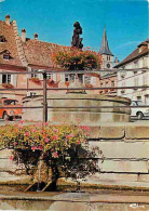 67 - Barr - L'église Et La Fontaine Place De L'hôtel De Ville - Automobiles - Fleurs - CPM - Voir Scans Recto-Verso - Barr