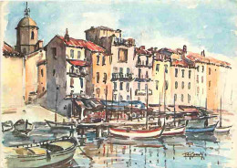 Art - Peinture - St Tropez - Un Coin Du Port - CPM - Voir Scans Recto-Verso - Malerei & Gemälde