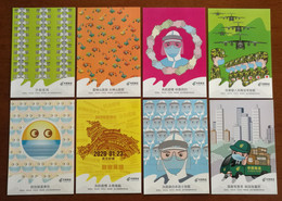 Wuhan Cheering Up,CN 20 Wuxi Post Set Of 8 Fighting COVID-19 Pandemic Novel Coronavirus Pneumonia Pre-stamped Card - Malattie