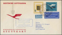 Luftpost Lufthansa Wiederaufnahme Flugverkehr Nach Stuttgart Am 31.10.1955 - Eerste Vluchten