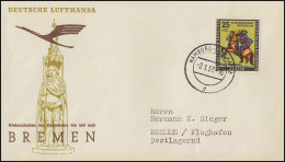 Eröffnungsflug Lufthansa Wiederaufnahme Flugverkehr Nach Bremen, Hamburg 2.1.57 - Erst- U. Sonderflugbriefe