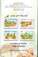 2003-Tunisie / Y&T 1483 -- 1486 - Les Parcs En Tunisie Faune ;  Prospectus - Avestruces