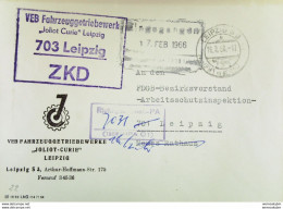 Dienst: Fern-Brief Mit Viol. ZKD-K-St. U. Kontr-Stpl. "Richtiges Best.-PA (1308/HPA 01)" Apt.OSt. Leipzig S3 Vom 15.2.66 - Lettres & Documents