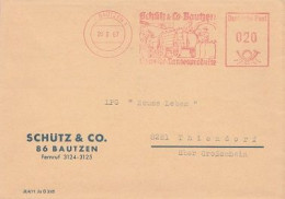 DDR Brief Mit Freistempel Bautzen 1967 Rot Schütz & Co Motiv Pferdewagen Bei Entladen Der Ernte Motiv Landwirtschaft - Maschinenstempel (EMA)