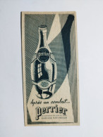 1948 Cartonnage Publicitaire Après Un Combat... PERRIER Le Champagne Des Eaux De Table GAZEUSE NATURELLE  6 X 13 Cm Env - Perrier