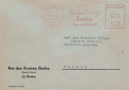 DDR Brief Mit Freistempel Gotha 1953 Rot Rat Des Kreises Gotha Bezirk Erfurt - Machines à Affranchir (EMA)