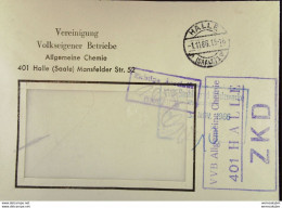ZKD-Fern-Brief Mit Viol. ZKD-Kastenst. U. Kontr-Stpl. "Richtige Anschrift.. (1501/4)" VVB Allg. Chemie 401 Halle 1.11.66 - Storia Postale