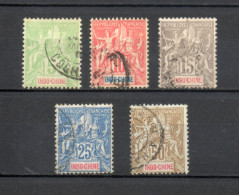 INDOCHINE  N° 17 à 21   OBLITERES  COTE 20.00€     TYPE GROUPE - Used Stamps