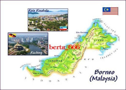 Borneo Malaysia Map New Postcard * Carte Geographique * Landkarte - Maleisië