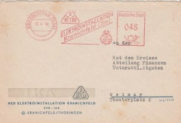 DDR Brief Mit Freistempel Kranichfeld Ilm 1954 Rot IKA VEB Elektroinstallation  48 Pfg - Frankeermachines (EMA)