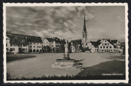 AK Amriswil, Marktplatz Mit Brunnen Und Blick Zur Kirche  - Amriswil